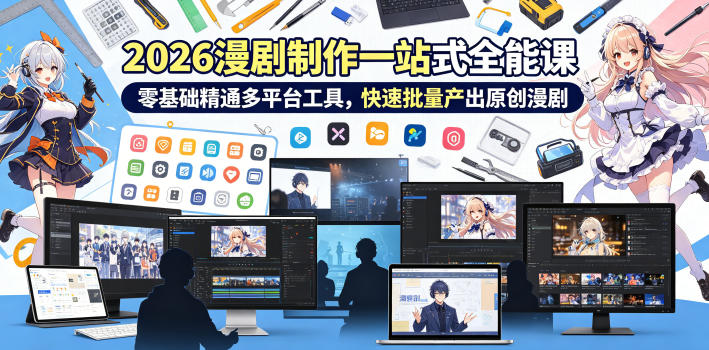 2026 AI漫剧制作一站式全能课，零基础精通多平台工具，快速批量产出原创漫剧-985网创