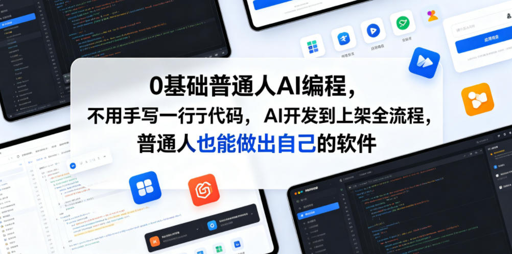 0基础普通人AI编程，不用手写一行代码，AI开发到上架全流程，普通人也能做出自己的软件-985网创