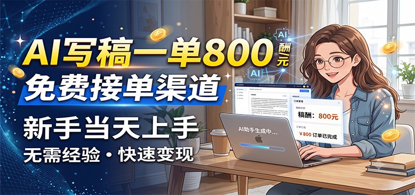 AI写稿一单800，免费接单渠道，一单一结几十到上千，新手当天上手-985网创