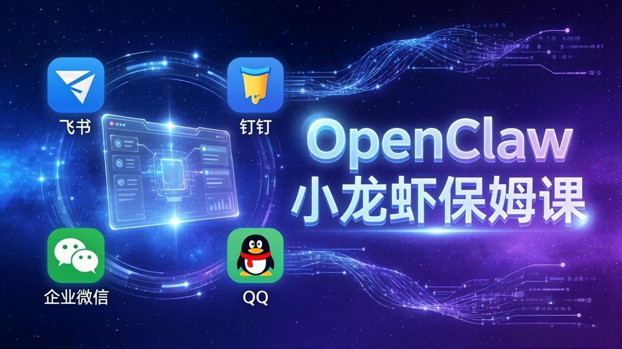 OpenClaw小龙虾保姆课： Windows/macOS/Linux/Docker全系统安装，飞书+钉钉+企业微信+QQ 全接入-985网创
