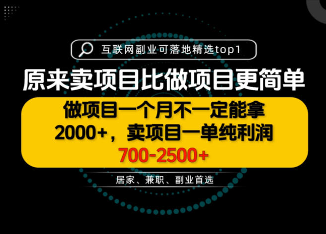 一单利润700-2.5K+，为什么我们要卖项目而不是做项目，我们普通人应该怎样开始？【揭秘】-985网创