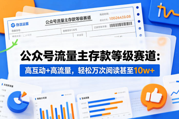 公众号流量主之存款等级赛道，高互动+高流量，轻松达到万次阅读，甚至10w+-985网创