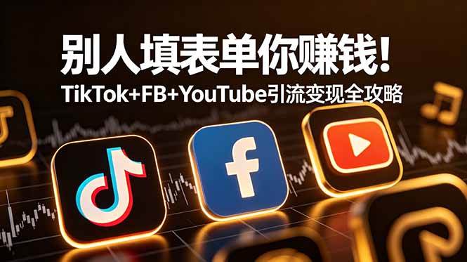 （19018期）别人填表单你赚钱！TikTok+FB+YouTube 引流变现全攻略【原创双语字幕】-985网创