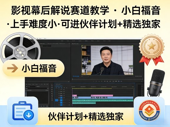 某大佬的影视幕后解说赛道教学，小白福音，上手难度小，可进伙伴计划+精选独家-985网创
