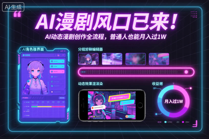 AI漫剧风口已来！AI动态漫剧创作全流程，普通人也能月入过1W-985网创