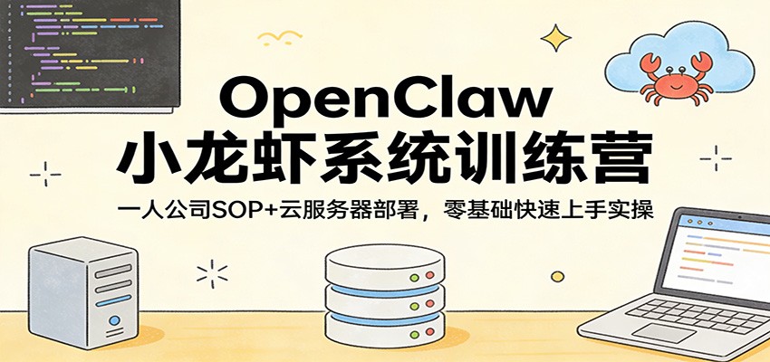 OpenClaw小龙虾系统训练营：一人公司SOP，云服务器部署，零基础快速上手实操-985网创
