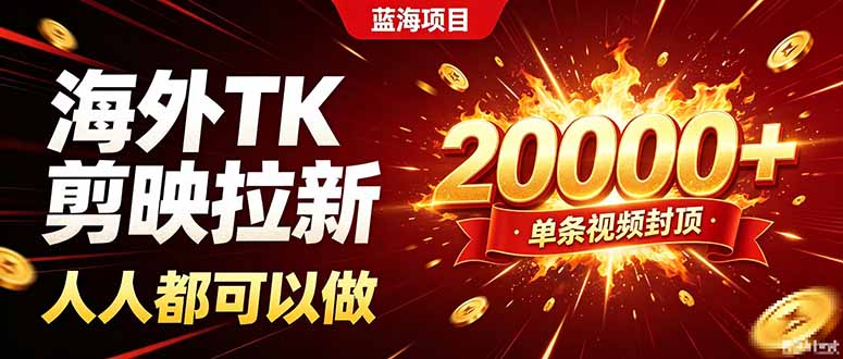 海外TK拉新新玩法，剪映就能做，不用经验不用粉丝，单条视频收益上限20000+-985网创