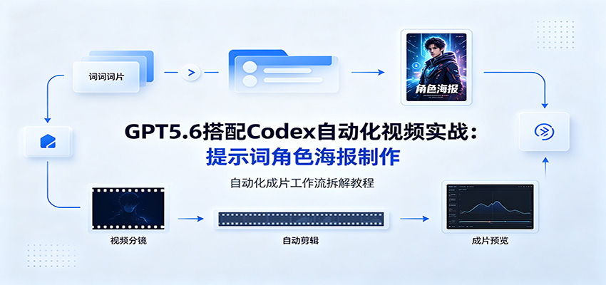 GPT5.6搭配Codex自动化视频实战：提示词角色海报制作，自动化成片工作流拆解教程-985网创