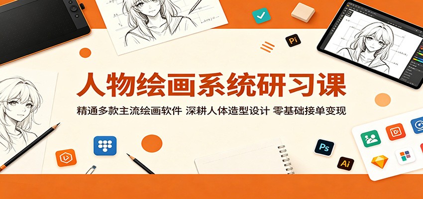 人物绘画系统研习课：精通多款主流绘画软件，深耕人体造型设计，零基础接单变现-985网创