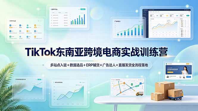 （19155期）TikTok东南亚跨境电商实战训练营：多站点入驻+数据选品+ERP铺货+广告达人+直播发货全流程落地-985网创