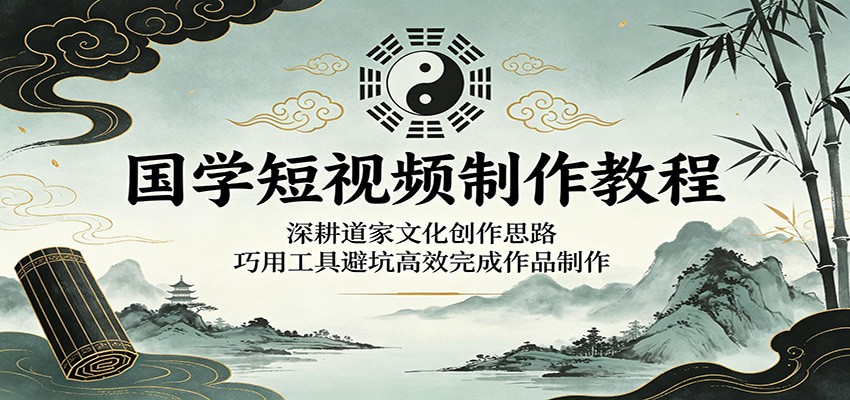 国学短视频制作教程：深耕道家文化创作思路，巧用工具避坑高效完成作品制作-985网创