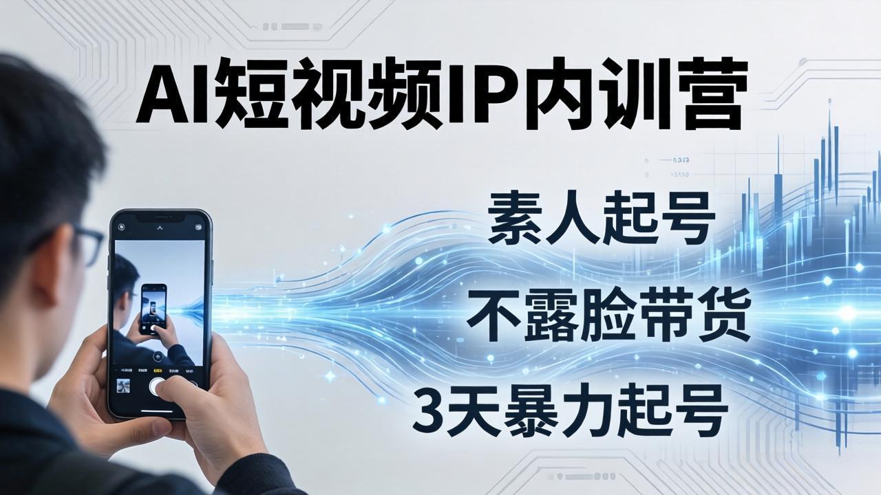 2026AI短视频IP内训营：从素人起号到不露脸带货，3天暴力起号全流程拆解-985网创