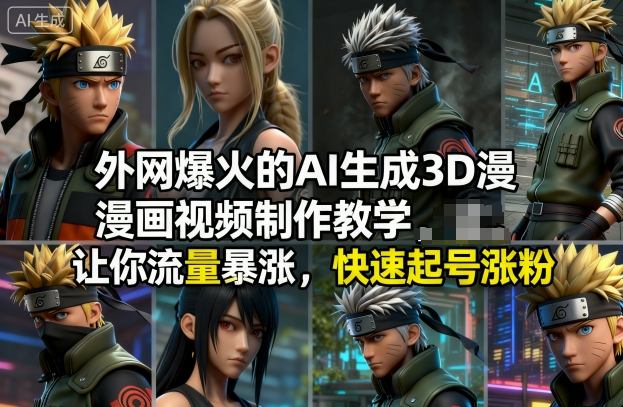 外网爆火的AI生成3D漫画视频制作教学，让你流量暴涨，快速起号涨粉！-985网创