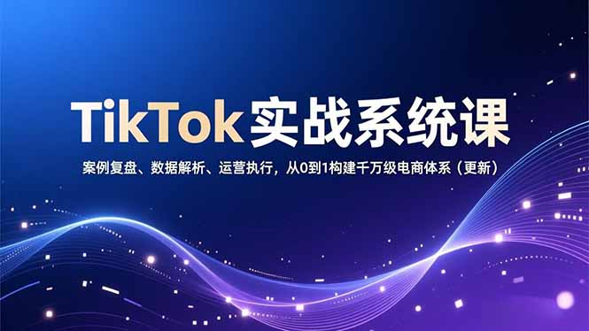 TikTok实战系统课，案例复盘、数据解析、运营执行，从0到1构建千万级电商体系(更新-985网创