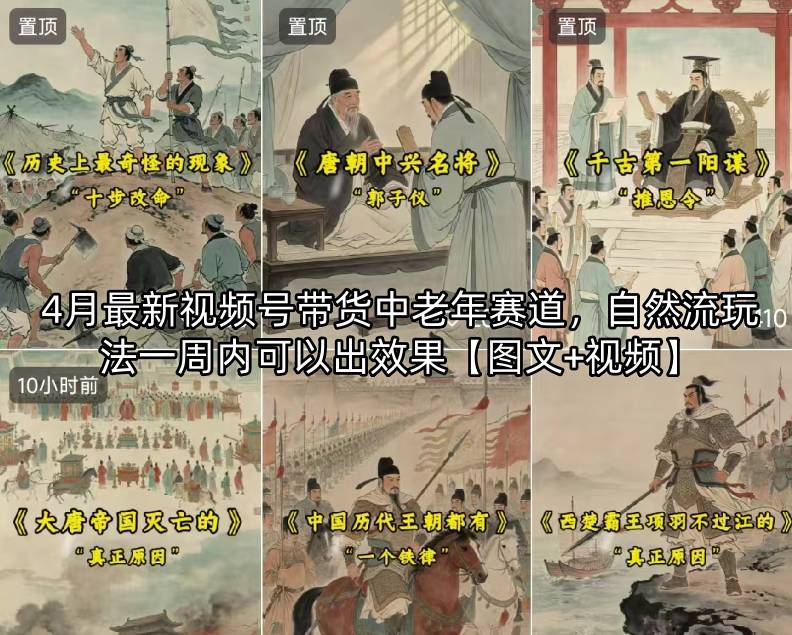 4月最新视频号带货中老年赛道，自然流玩法一周内可以出效果【图文+视频】-985网创