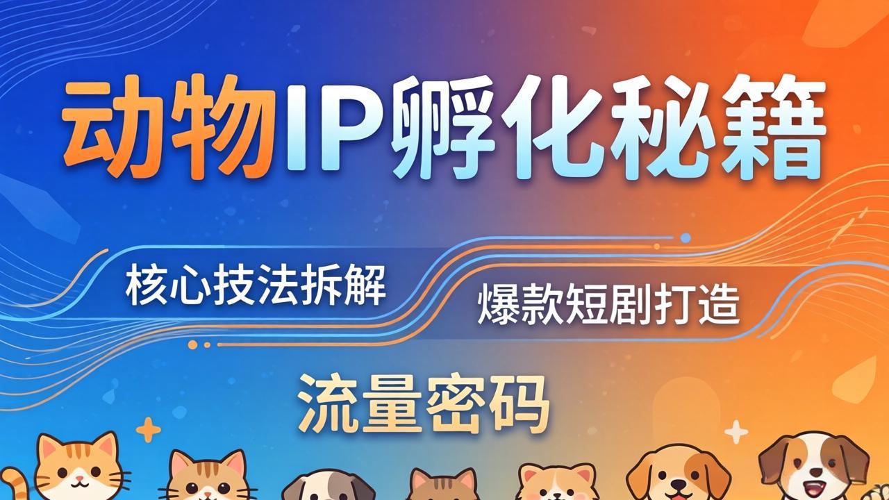 动物IP孵化全套秘籍，三大核心技法拆解，打造爆款萌宠短剧，轻松拿捏赛道流量密码-985网创