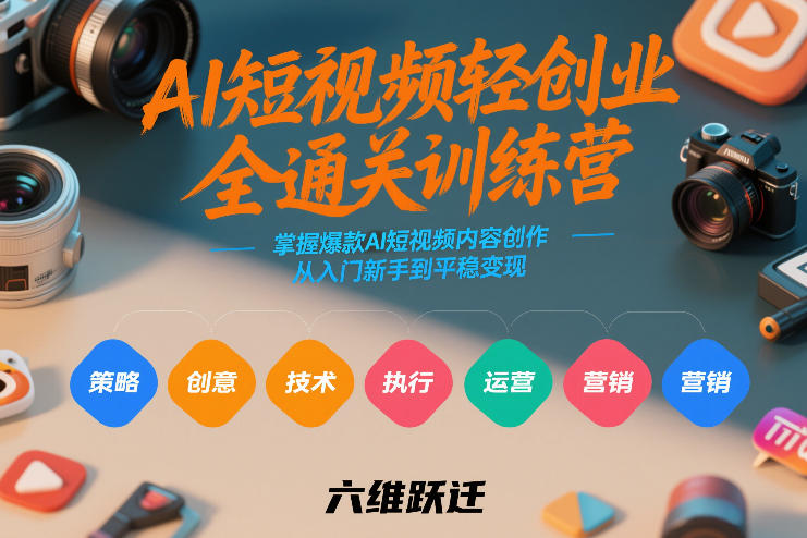 AI短视频轻创业全通关训练营，掌握爆款AI短视频内容创作，从入门新手到平稳变现的六维跃迁-985网创