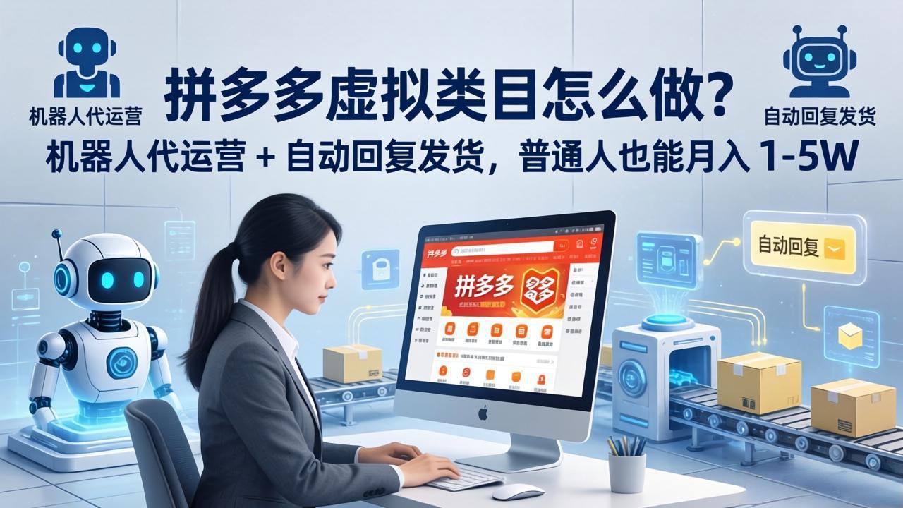 拼多多虚拟类目怎么做？机器人代运营 + 自动回复发货，普通人也能月入 1-5W-985网创