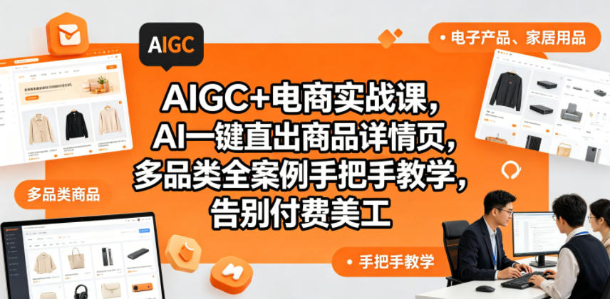 AIGC+电商实战课，AI一键直出商品详情页，多品类全案例手把手教学，告别付费美工-985网创