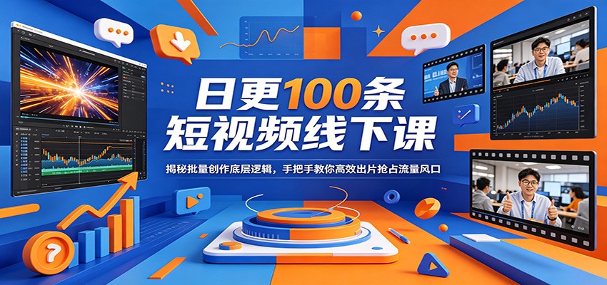 日更100条短视频线下课：揭秘批量创作底层逻辑，手把手教你高效出片抢占流量风口-985网创