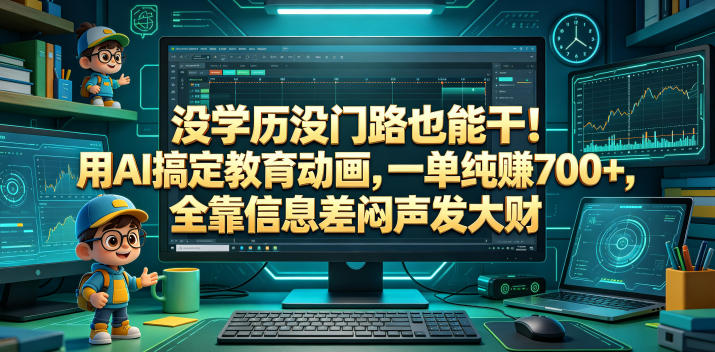 没学历没门路也能干！用AI搞定教育动画，一单纯賺700+，全靠信息差闷声发大财【揭秘】-985网创