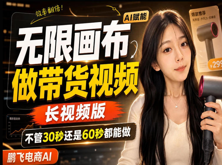 【保姆级教程】无限画布搭建长带货视频，拼接不翻车全程一致，小白跟着步骤也能上手-985网创