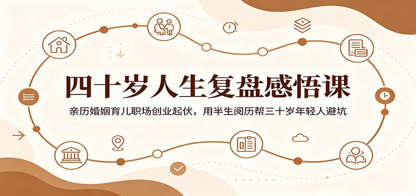 四十岁人生复盘感悟课：亲历婚姻育儿职场创业起伏，用半生阅历帮三十岁年轻人避坑-985网创