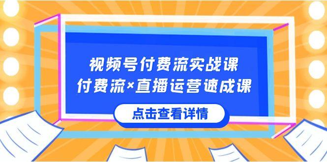 视频号付费流实战课，付费流×直播运营速成课，让你快速掌握视频号核心运营技能-985网创