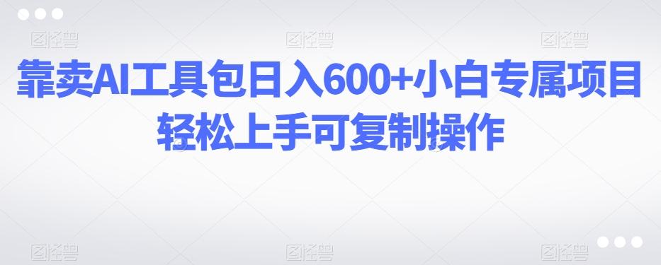 靠卖AI工具包日入600+小白专属项目轻松上手可复制操作-985网创