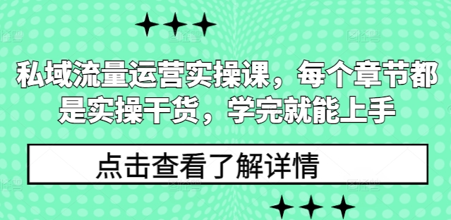 私域流量运营实操课，每个章节都是实操干货，学完就能上手-985网创