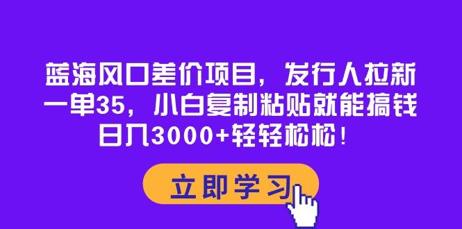 蓝海风口差价项目，发行人拉新，一单35，小白复制粘贴就能搞钱！日入30...-985网创