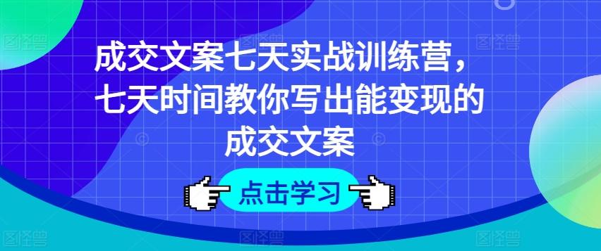 成交文案七天实战训练营，七天时间教你写出能变现的成交文案-985网创