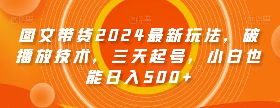 图文带货2024最新玩法，破播放技术，三天起号，小白也能日入500+【揭秘】-985网创