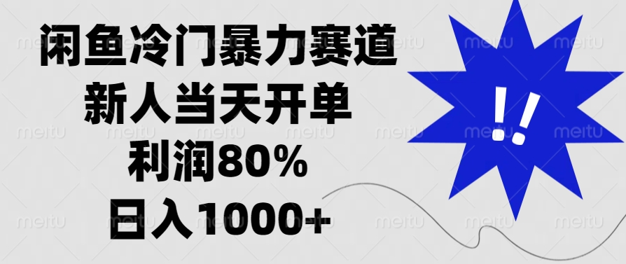 闲鱼冷门暴力赛道，新人当天开单，利润80%，日入1000+-985网创