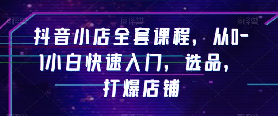 抖音小店全套课程，从0-1小白快速入门，选品，打爆店铺-985网创
