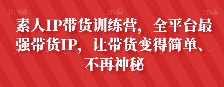素人IP带货训练营，全平台最强带货IP，让带货变得简单、不再神秘-985网创