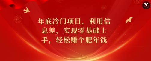 年底冷门项目，利用信息差，实现零基础上手，轻松赚个肥年钱【揭秘】-985网创