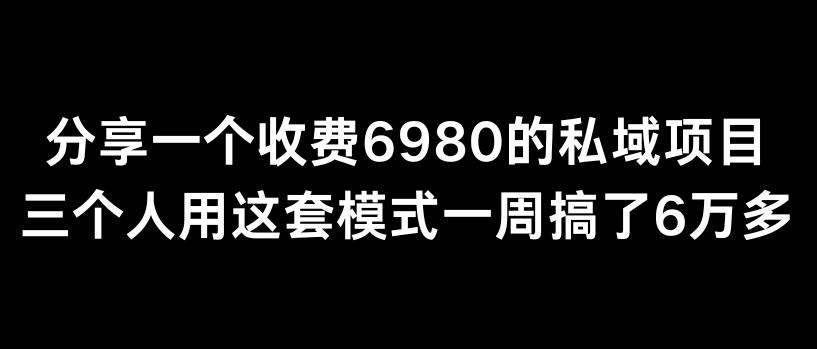分享一个外面卖6980的私域项目三个人用这套模式一周搞了6万多【揭秘】-985网创