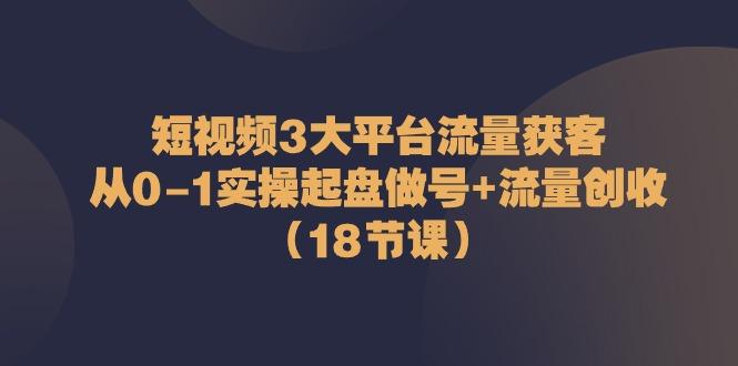 短视频3大平台流量获客：从0-1实操起盘做号+流量创收(18节课)-985网创