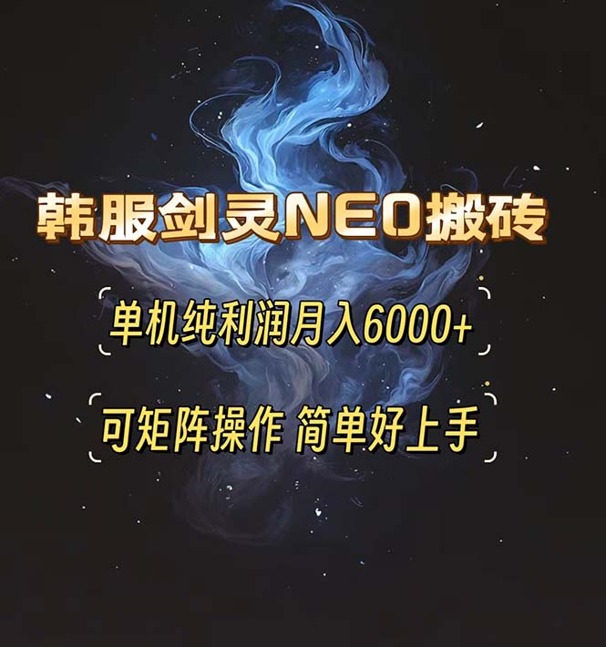 韩服剑灵NEO搬砖攻略，单机纯利润月入6000+ 可矩阵操作，简单好上手。-985网创