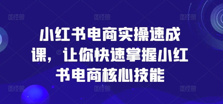 小红书电商实操速成课，让你快速掌握小红书电商核心技能-985网创