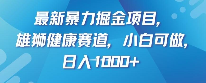 最新暴力掘金项目，雄狮健康赛道，小白可做，日入1000+【揭秘】-985网创