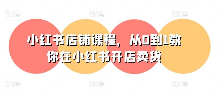 小红书店铺课程，从0到1教你在小红书开店卖货-985网创