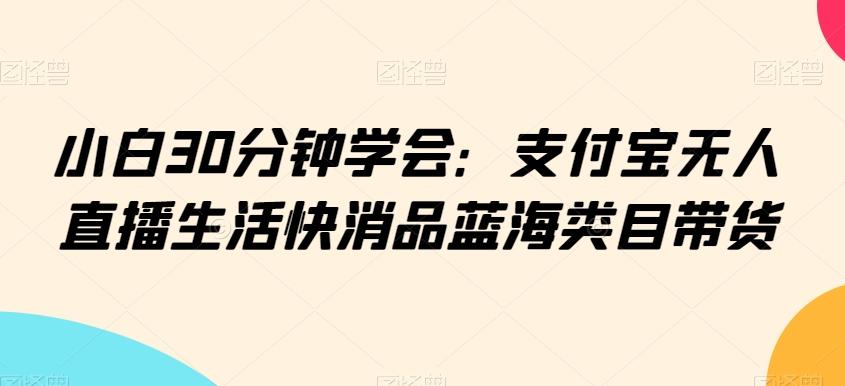 小白30分钟学会：支付宝无人直播生活快消品蓝海类目带货【揭秘】-985网创