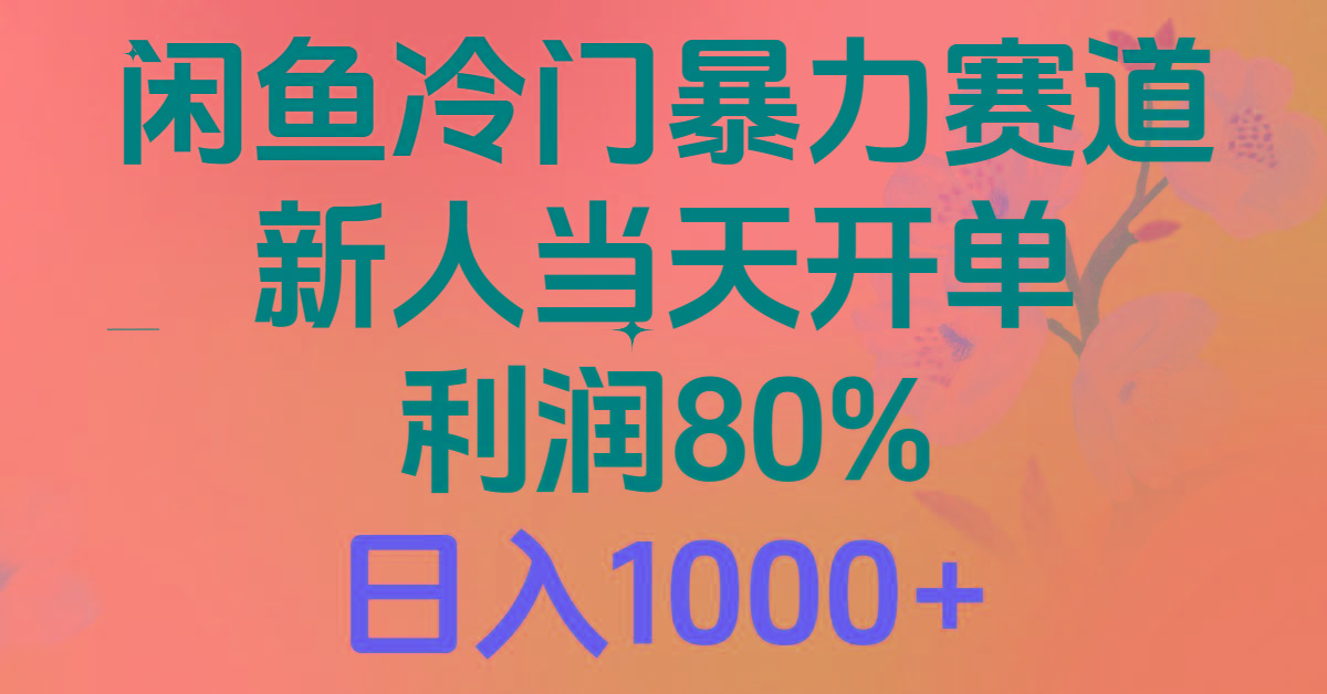 2024闲鱼冷门暴力赛道，新人当天开单，利润80%，日入1000+-985网创