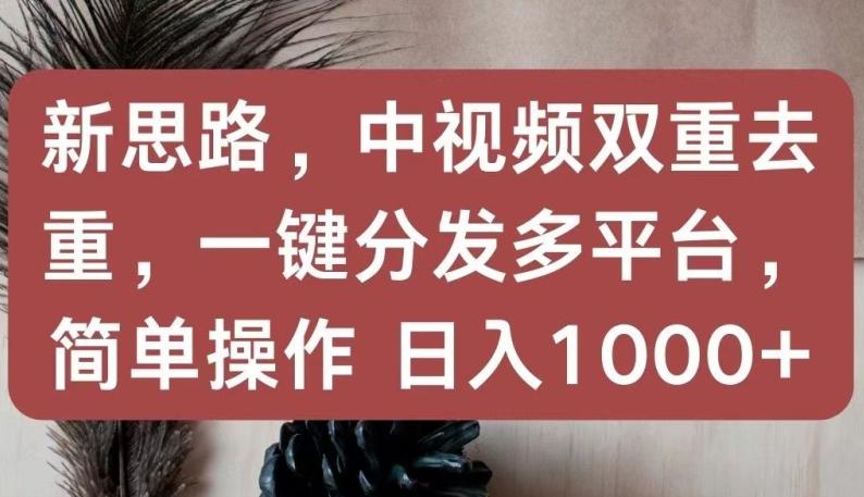 新思路，中视频双重去重，一键分发多平台，简单操作，日入1000+【揭秘】-985网创