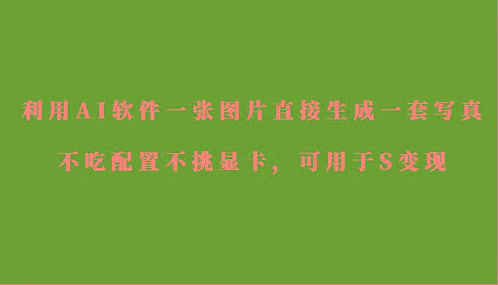 利用AI软件只需一张图片直接生成一套写真，不吃配置不挑显卡，可用于S变现-985网创