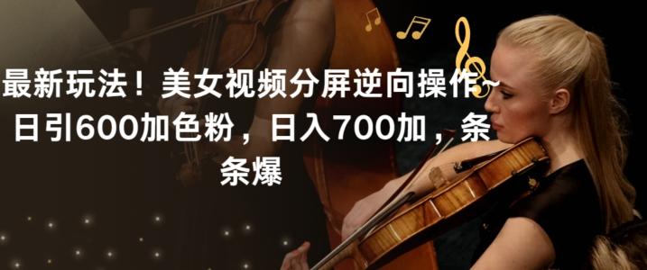 最新玩法！美女视频分屏逆向操作~日引600加色粉，日入700加，条条爆【揭秘】-985网创