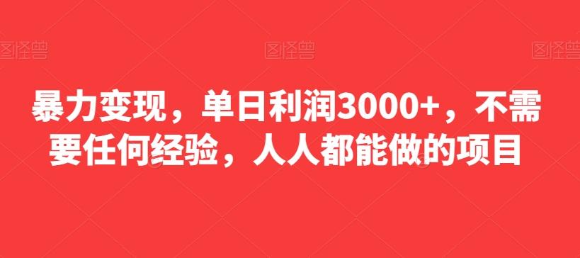 暴力变现，单日利润3000+，不需要任何经验，人人都能做的项目-985网创