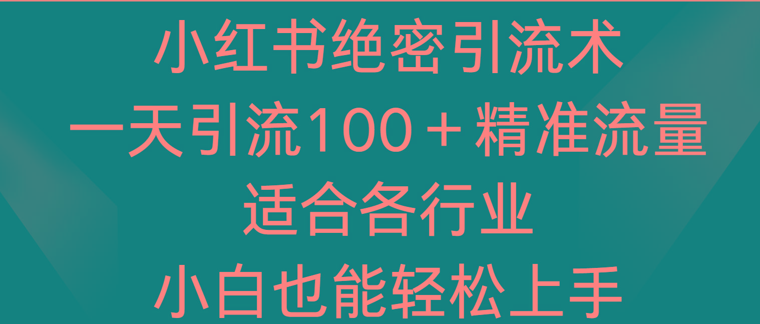 小红书绝密引流术，一天引流100＋精准流量，适合各个行业，小白也能轻松上手-985网创